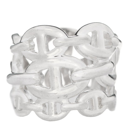 Hermes Sterling Silver GM Chaine d'Ancre Enchainee Band Ring 55 7.25 1 of 5