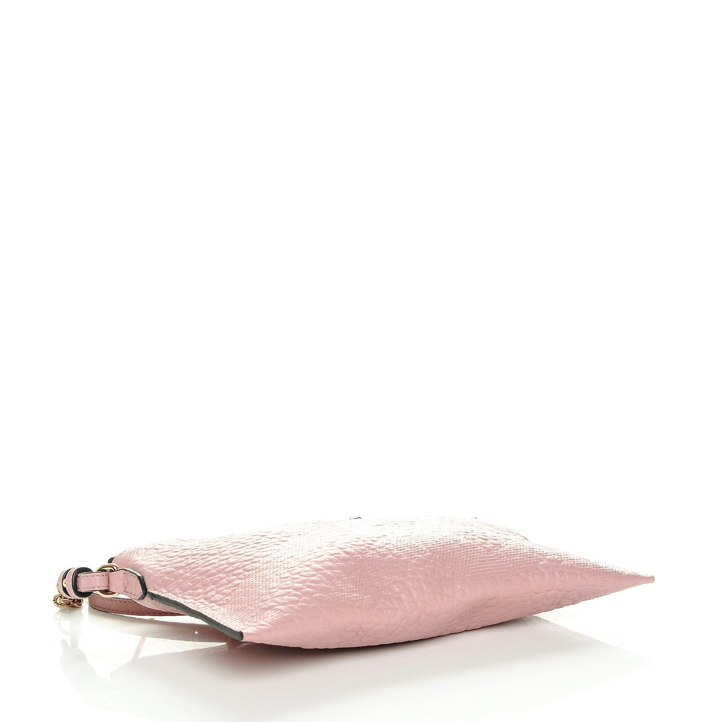 Signature Grain Calfskin Check Embossed Peyton Crossbody Clutch Bag Pale Orchid