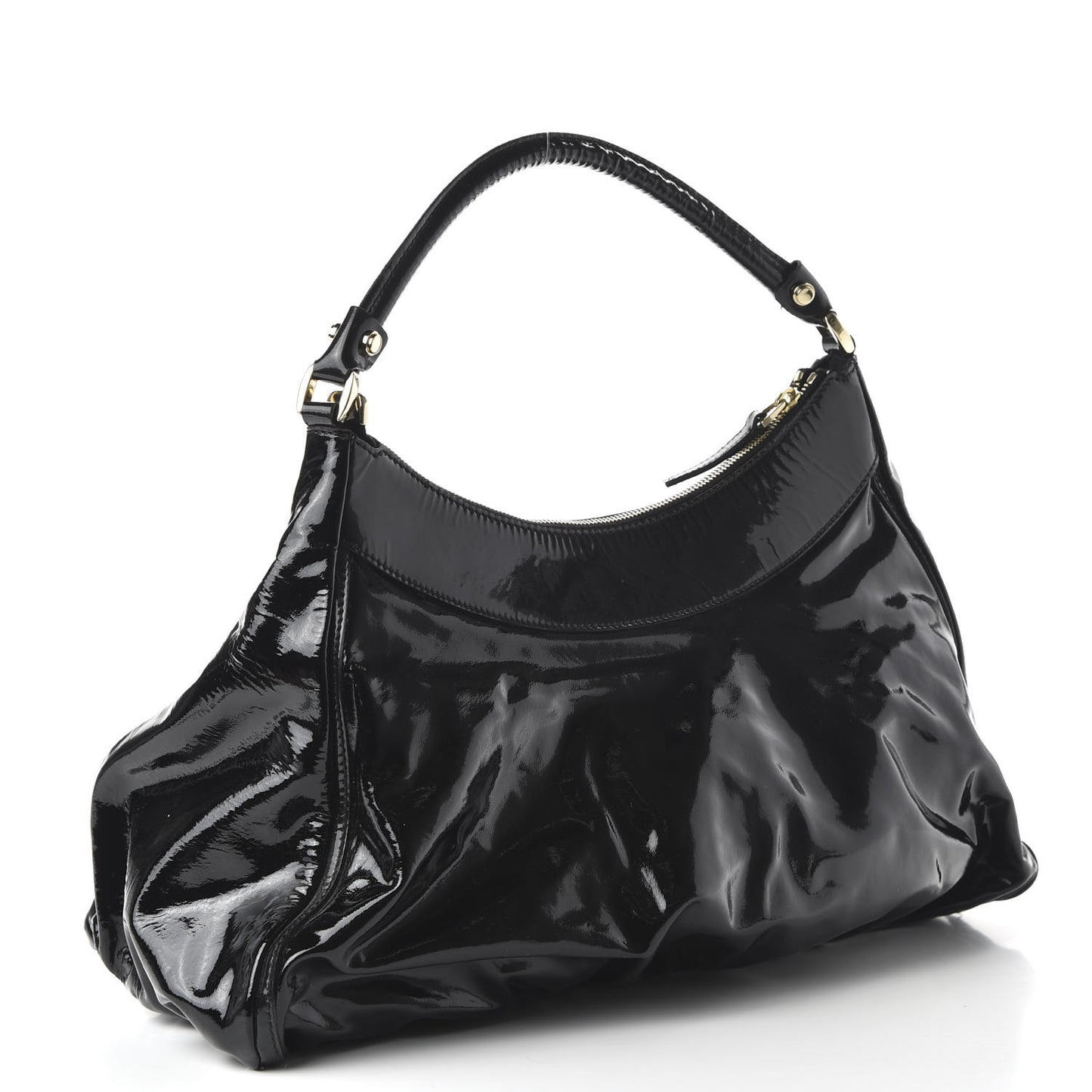 Patent Large D Ring Hobo Black