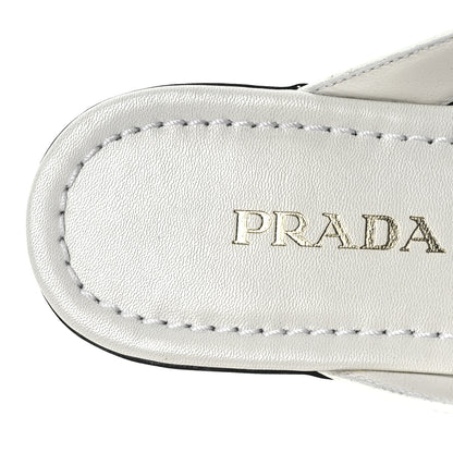 Prada Patent Calfskin Logo Thong Sandals 40 White 9 of 12
