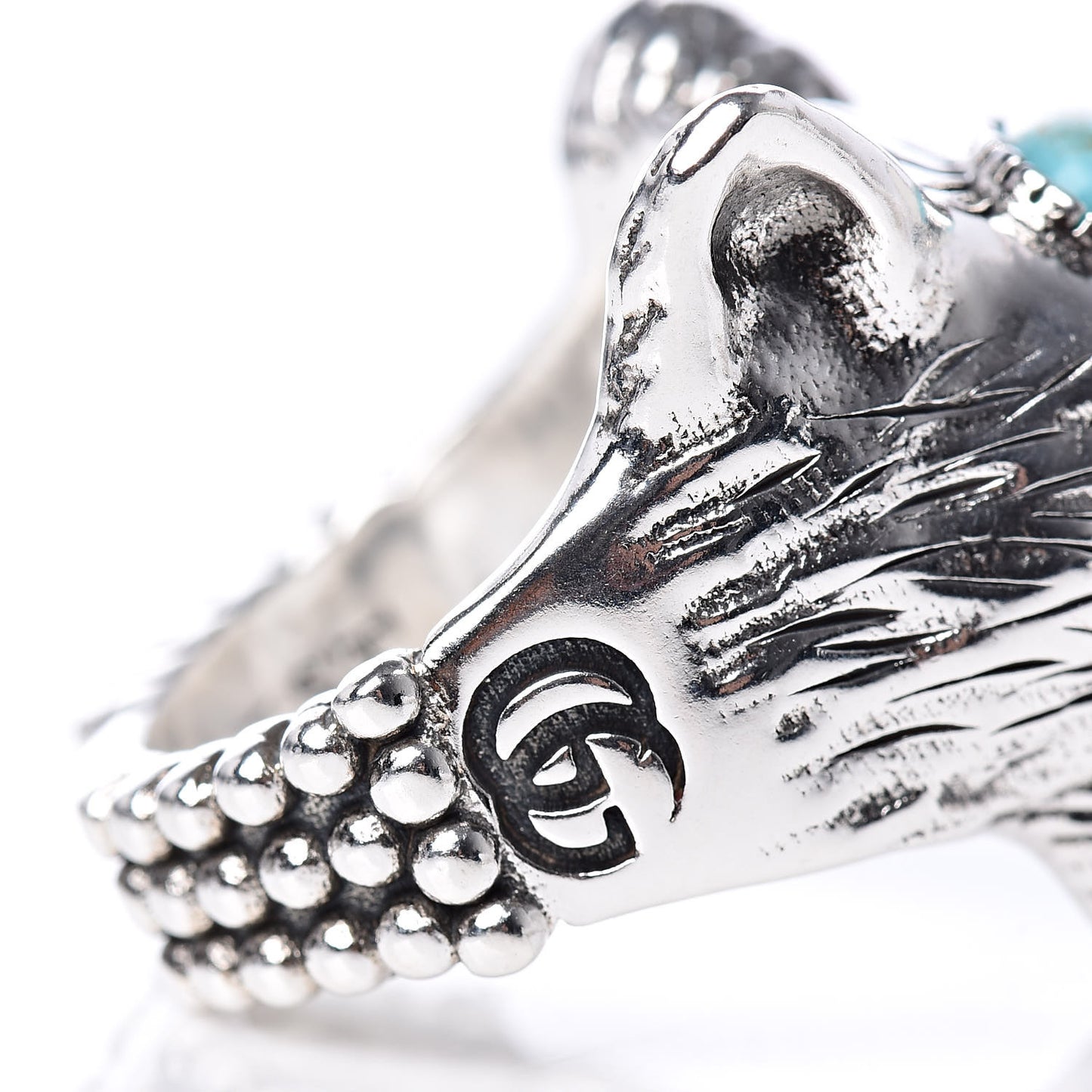 Sterling Silver Resin Anger Forest Wolf Head Ring 54 6.75