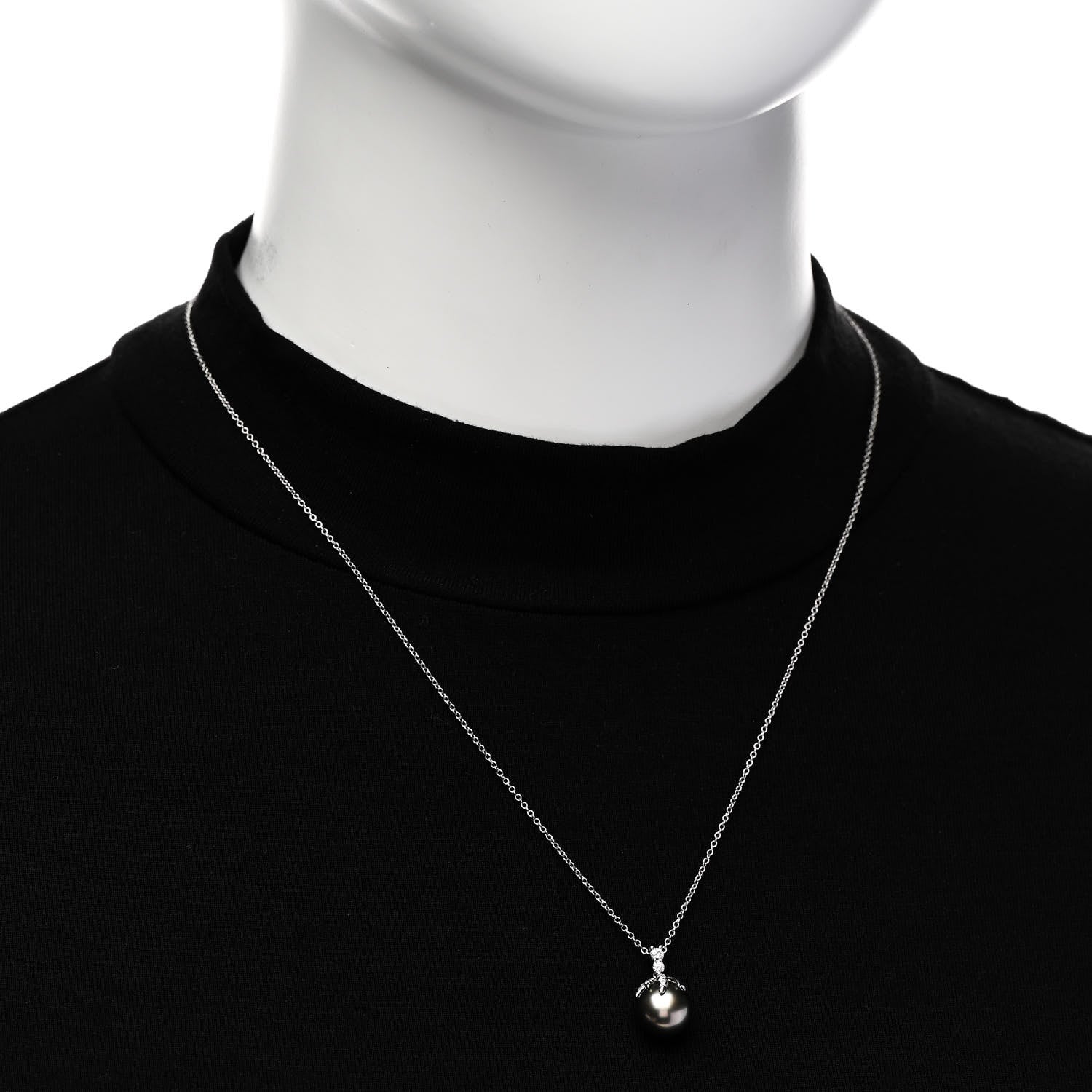 Tiffany Platinum Diamond Tahitian Pearl Fireworks Pendant Necklace 2 of 4