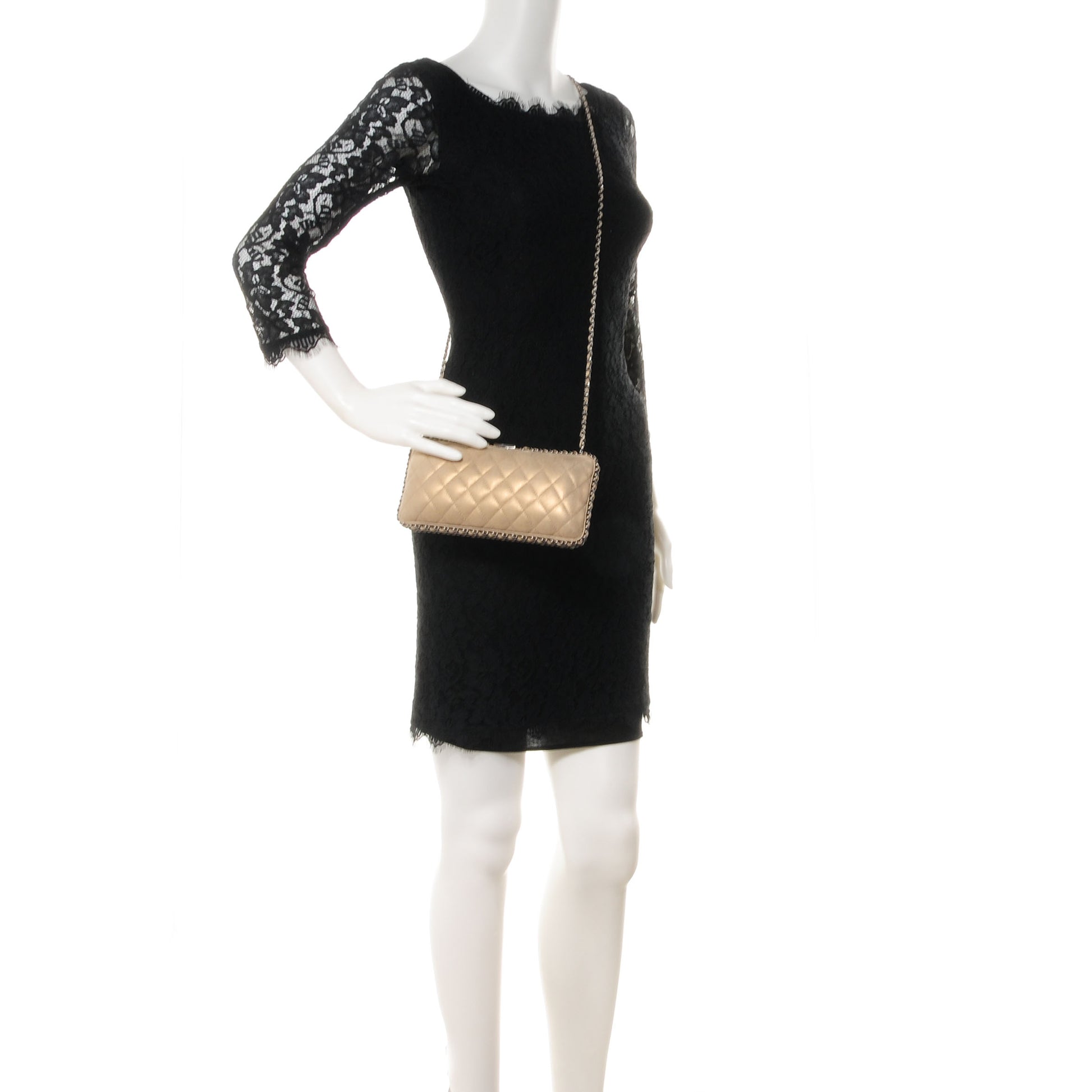 Chanel Iridescent Lambskin Small Chain Around Clutch Light Gold 2 of 7