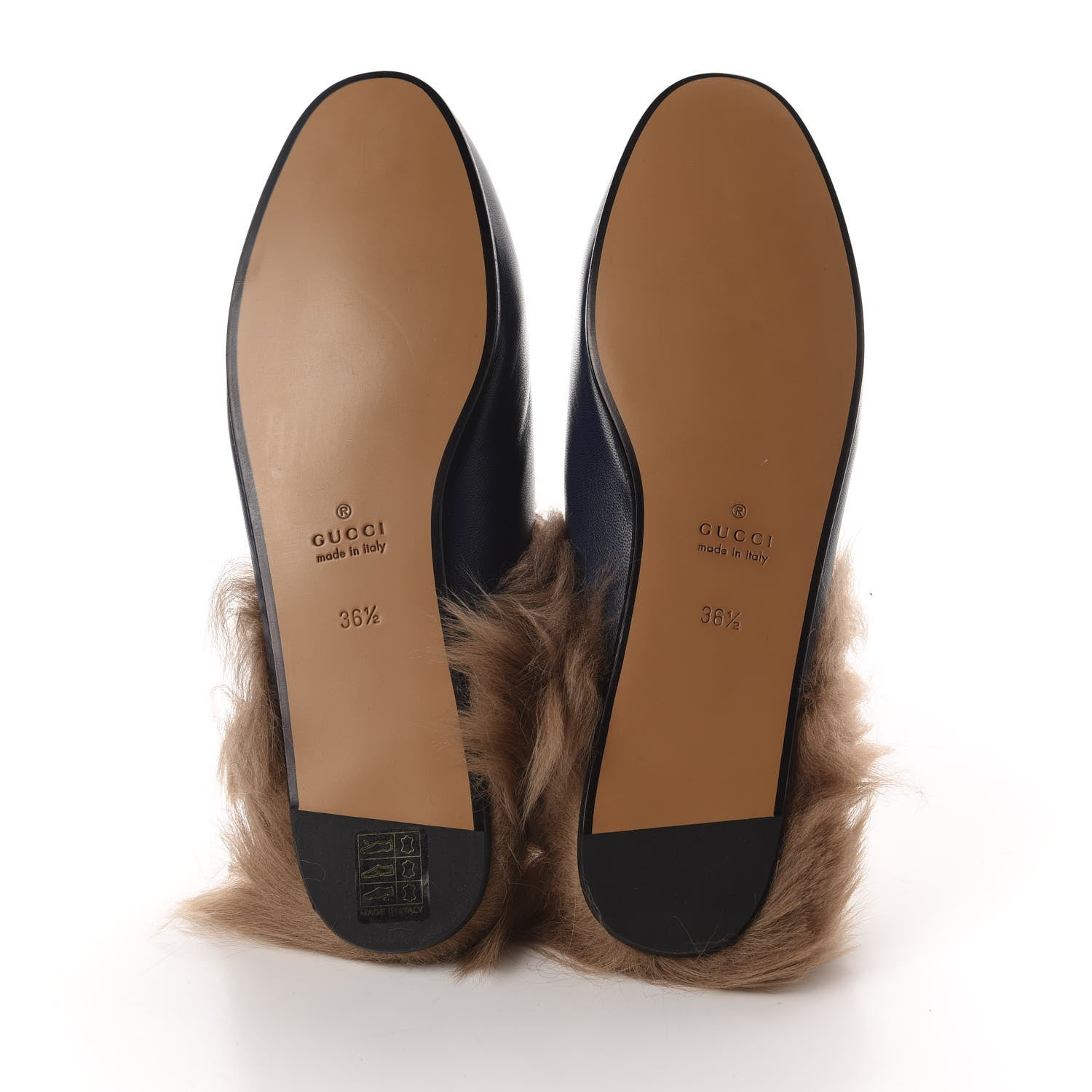 Gucci Malaga Kid Fur Womens Princetown Slippers 36.5 Blue Agata 6 of 9