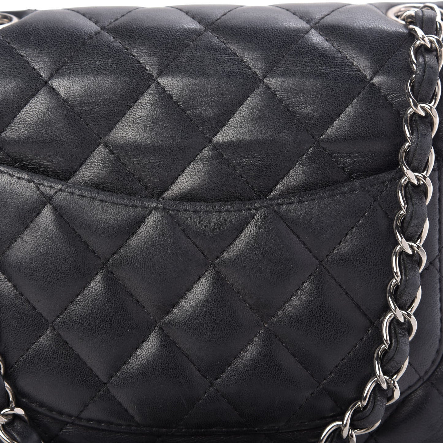 Lambskin Quilted Mini Square Flap Black