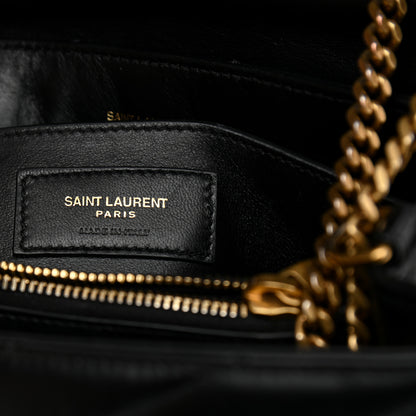 Saint Laurent Calfskin Y Quilted Monogram Small Loulou Chain Satchel Black 9 of 13