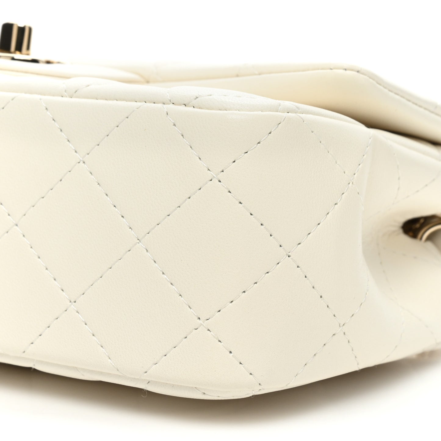 Lambskin Quilted Mini Rectangular Flap White