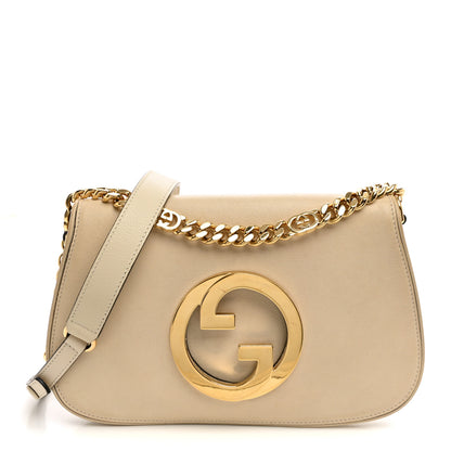 Gucci Roxy Calfskin Blondie Chain Shoulder Flap Bag Mystic White 1 of 11