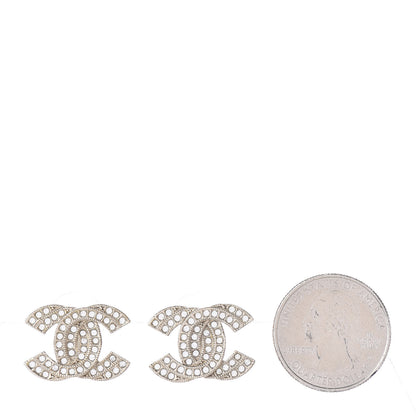 Chanel Crystal CC Earrings Light Gold 4 of 7