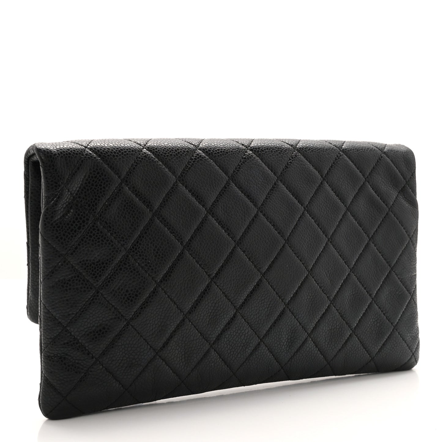 Caviar Quilted CC Beauty Clutch Black