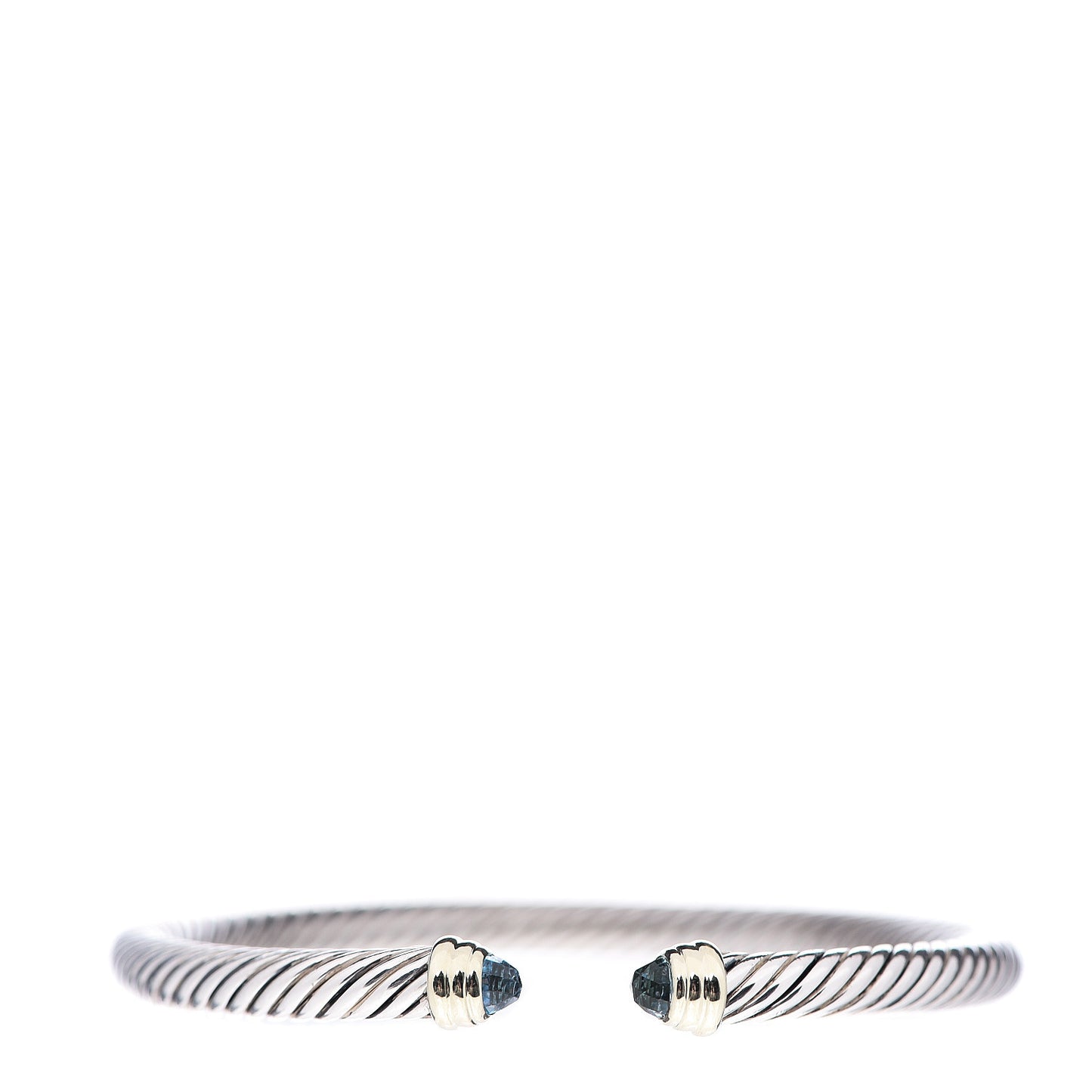 Sterling Silver 14K Yellow Gold Blue Topaz 5mm Cable Classics Petite Color Bracelet
