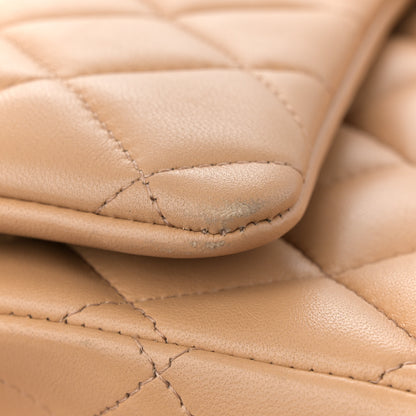 Chanel Lambskin Quilted Maxi Double Flap Beige 12 of 14