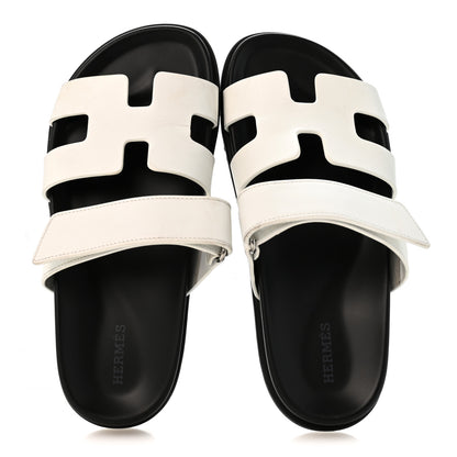 Hermes Calfskin Womens Chypre Sandals 37.5 White 2 of 11