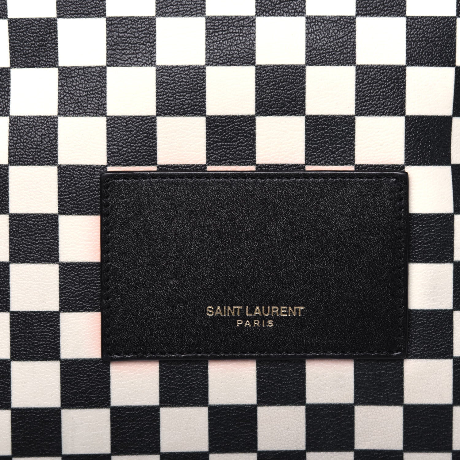 Saint Laurent Calfskin Checked Print Hunting Backpack Black White 11 of 15
