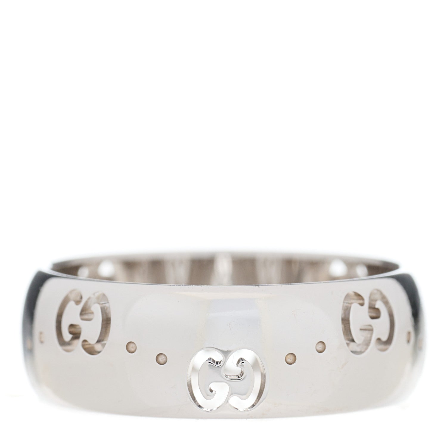 Gucci 18K White Gold 6mm Icon Band Ring 50 5.25 2 of 5