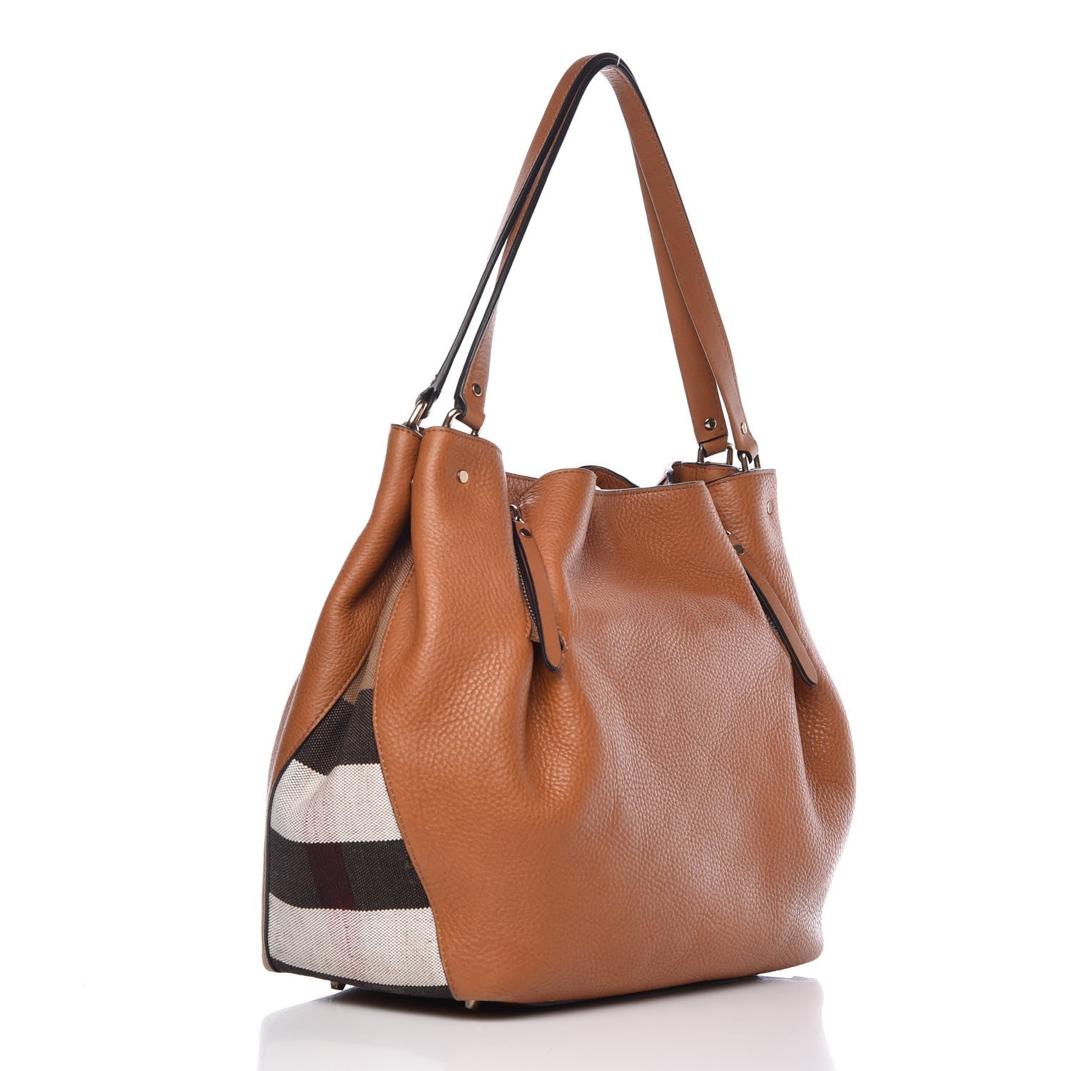 Burberry Grainy Calfskin House Check Medium Maidstone Tan 3 of 16