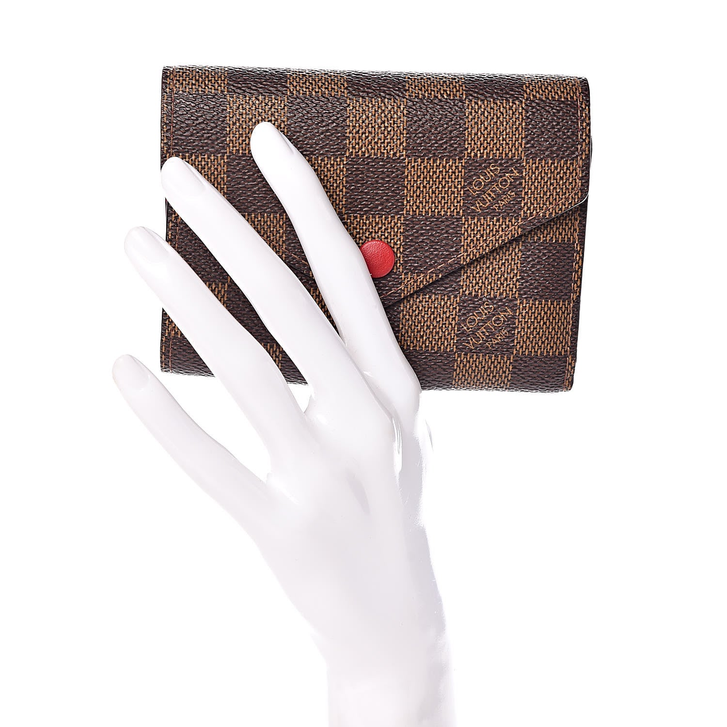 Louis Vuitton Damier Ebene Victorine Wallet Red 2 of 8