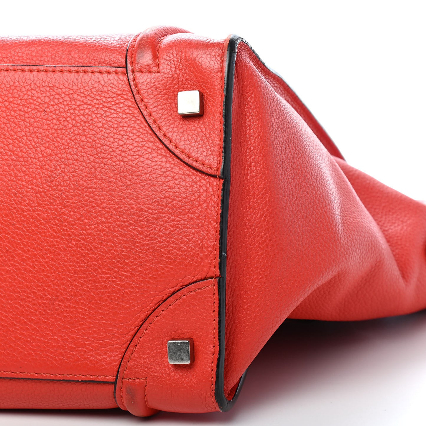 Drummed Calfskin Mini Luggage Vermillion