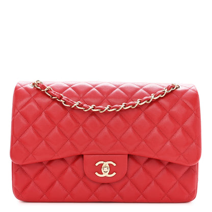 Chanel Caviar Quilted Jumbo Double Flap Red 1 of 10