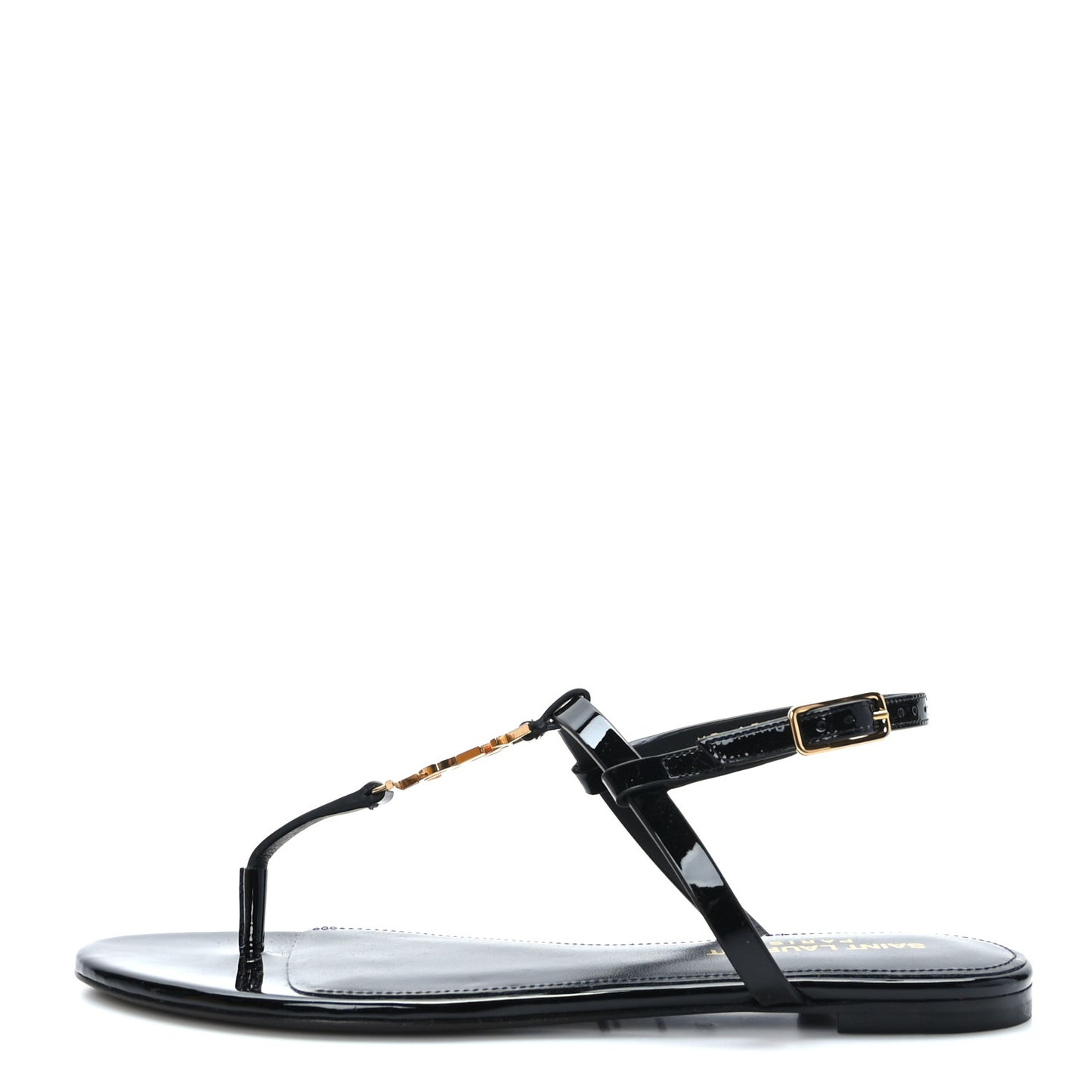 Patent Calfskin Cassandra Monogram Sandals 36.5 Black