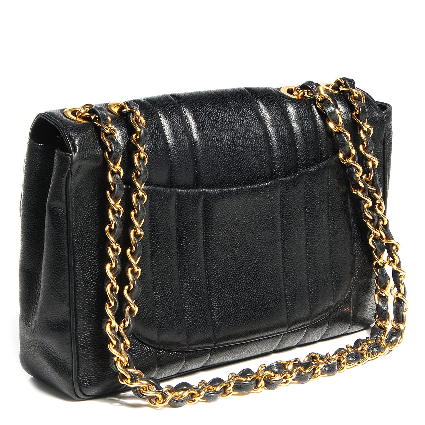 Caviar Vertical Quilt Jumbo Flap Black