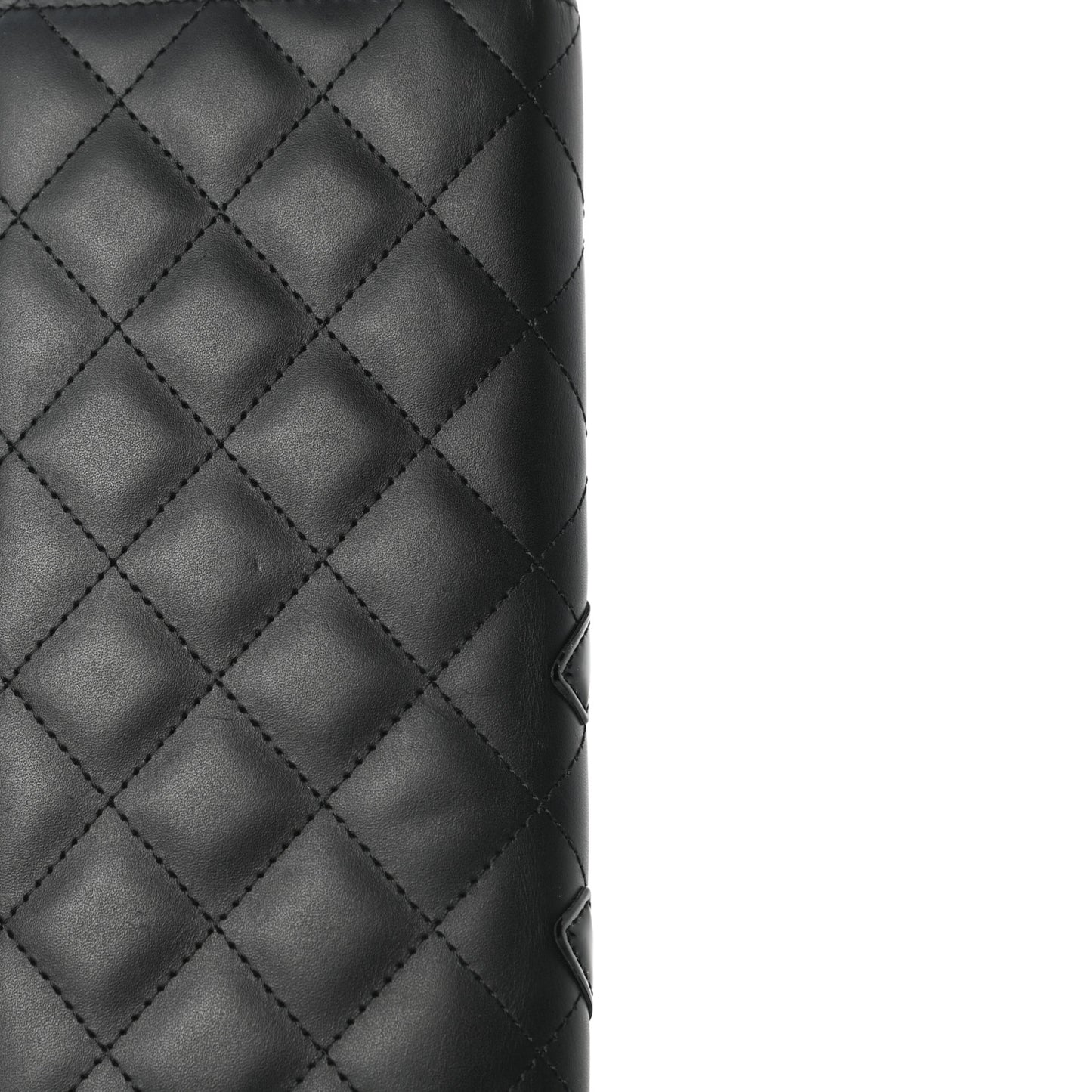 Calfskin Quilted Cambon Yen Wallet Black