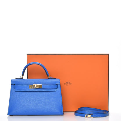 Hermes Chevre Mysore Mini Kelly Sellier 20 Bleu Hydra 7 of 22