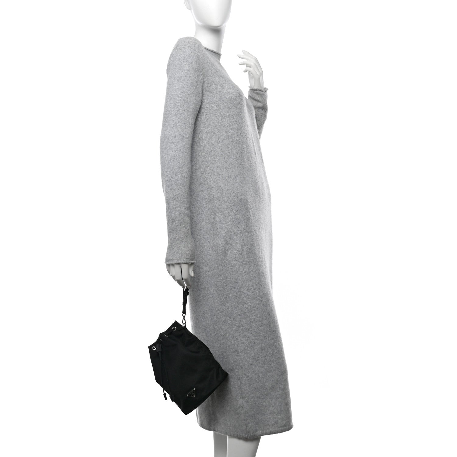 Prada Saffiano Tessuto Nylon Vela Bucket Wristlet Black 2 of 10