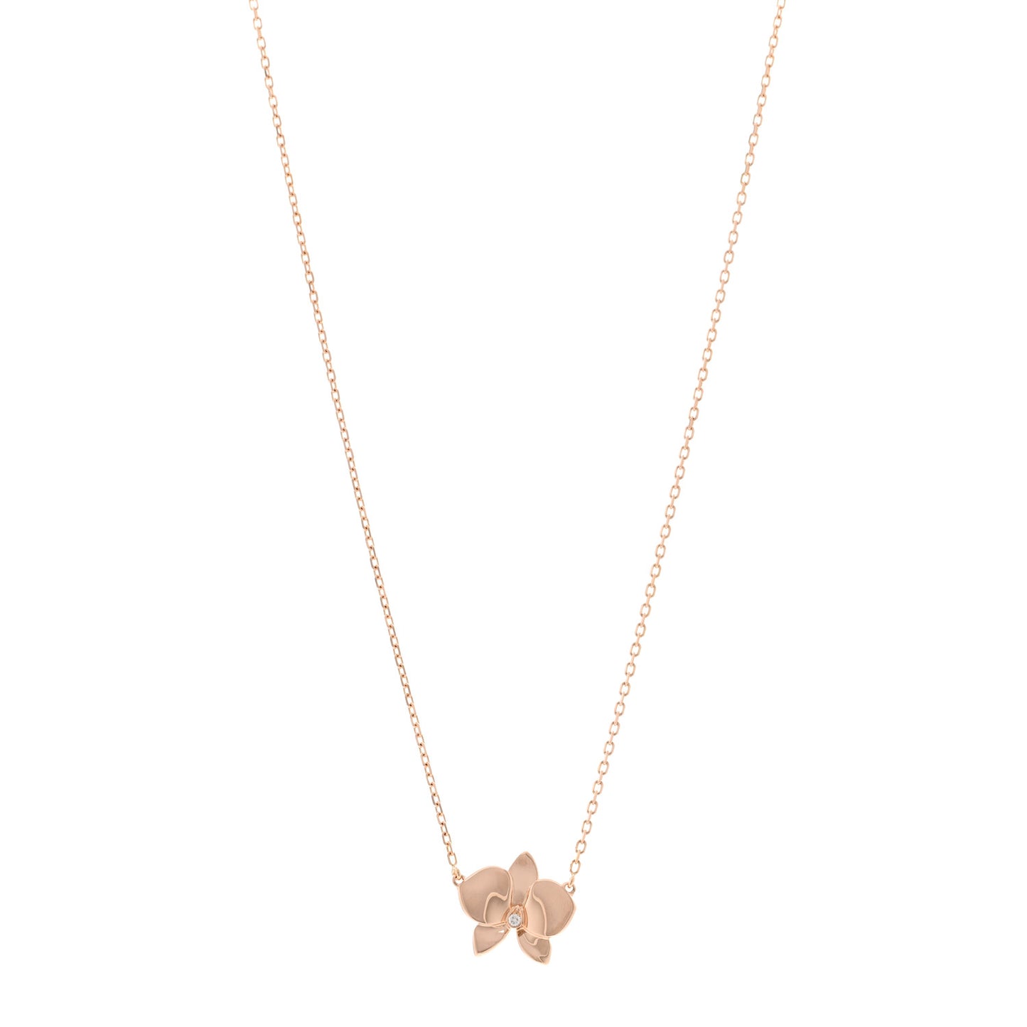 18K Pink Gold Diamond Caresse D'Orchidees Par Cartier Pendant Necklace