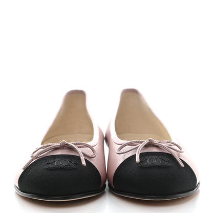 Chanel Lambskin Grosgrain Cap Toe CC Ballerina Flats 39.5 Pink Black 2 of 8