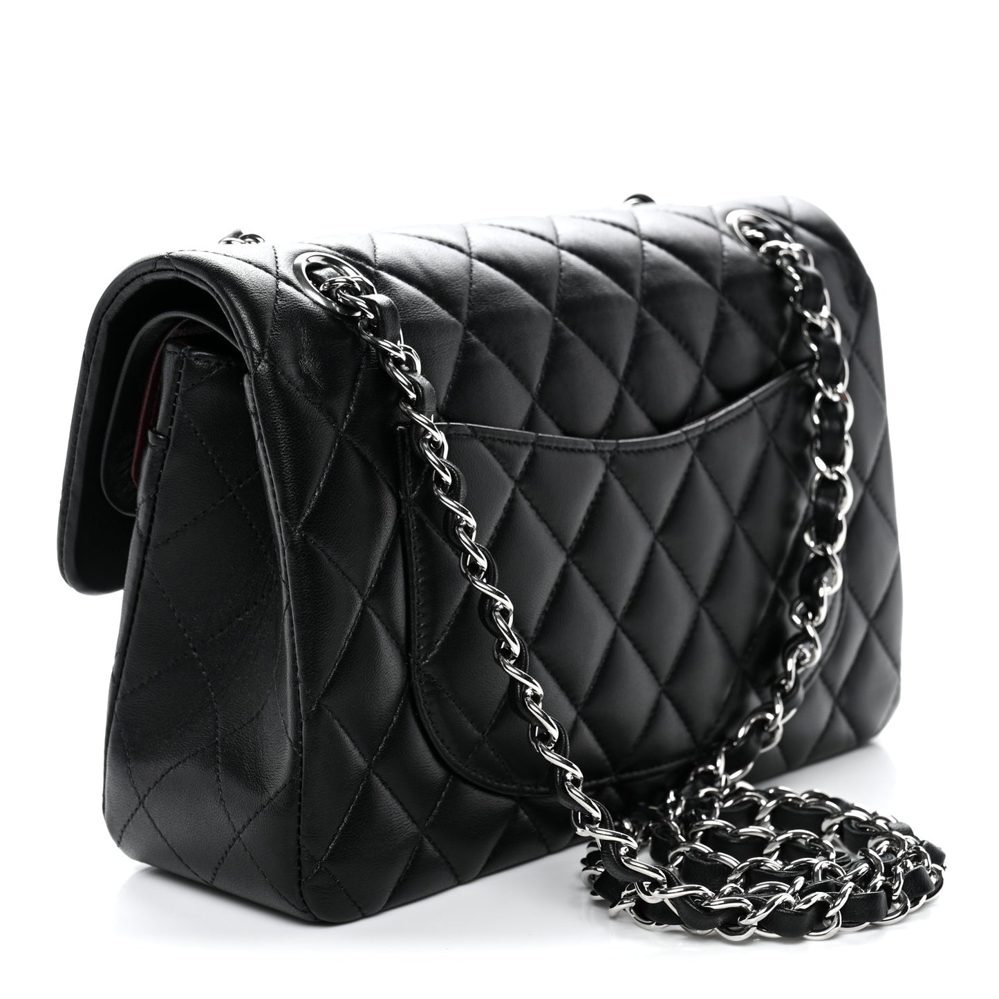 Lambskin Quilted Small Double Flap Black