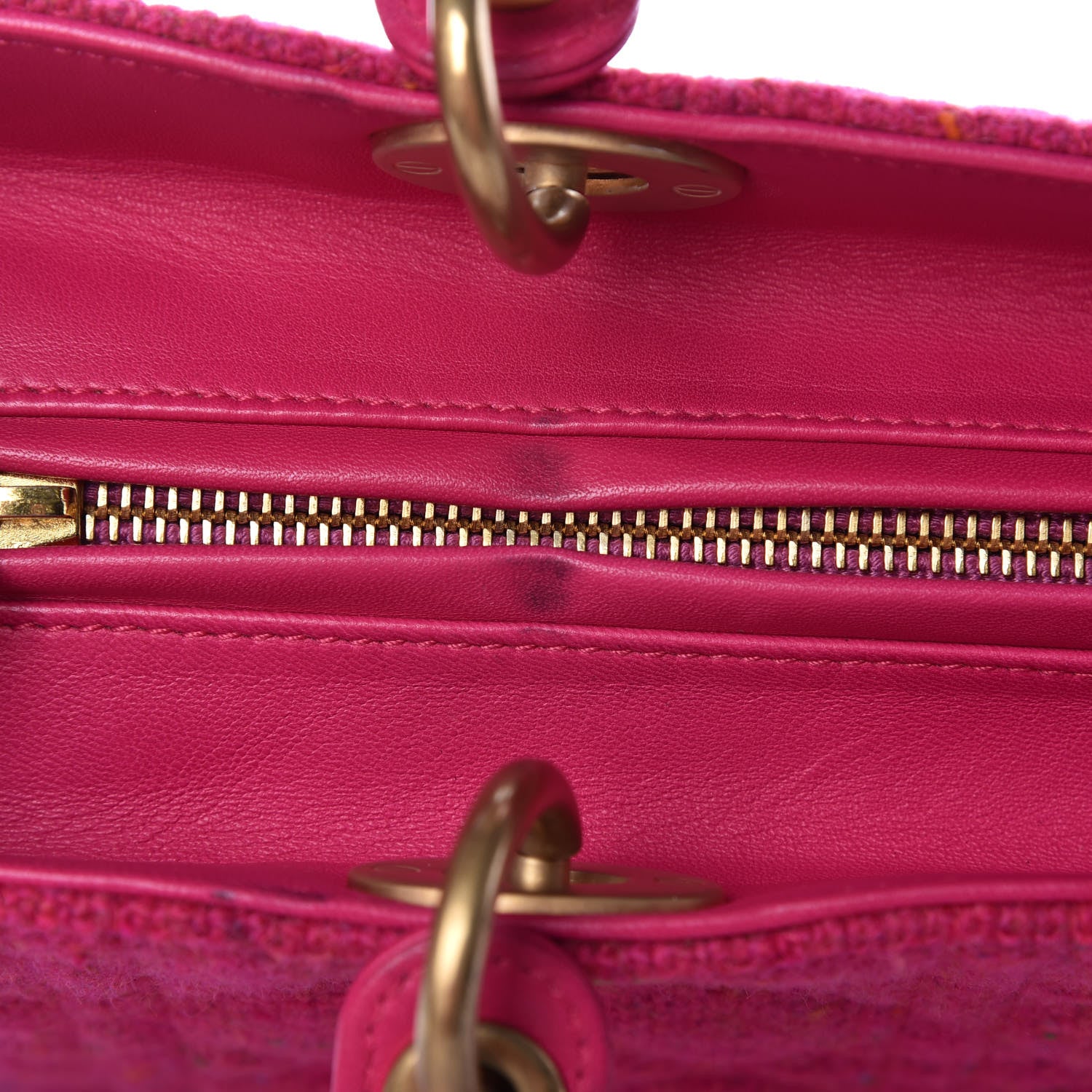 Christian Dior Tweed Cannage Large Lady Dior Rose Moyen 8 of 11