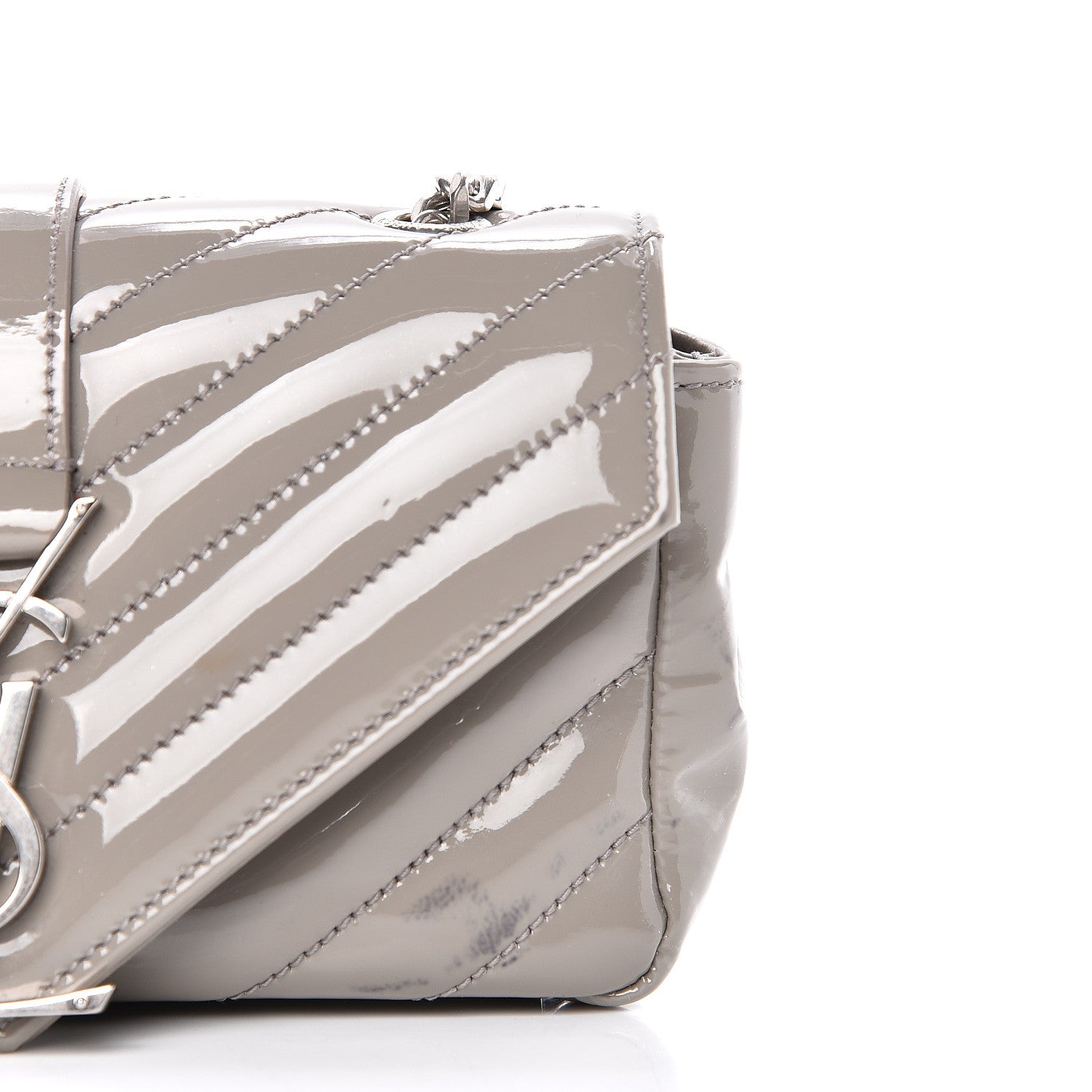 Saint Laurent Patent Chevron Classic Monogram Baby Chain Bag 10 of 14