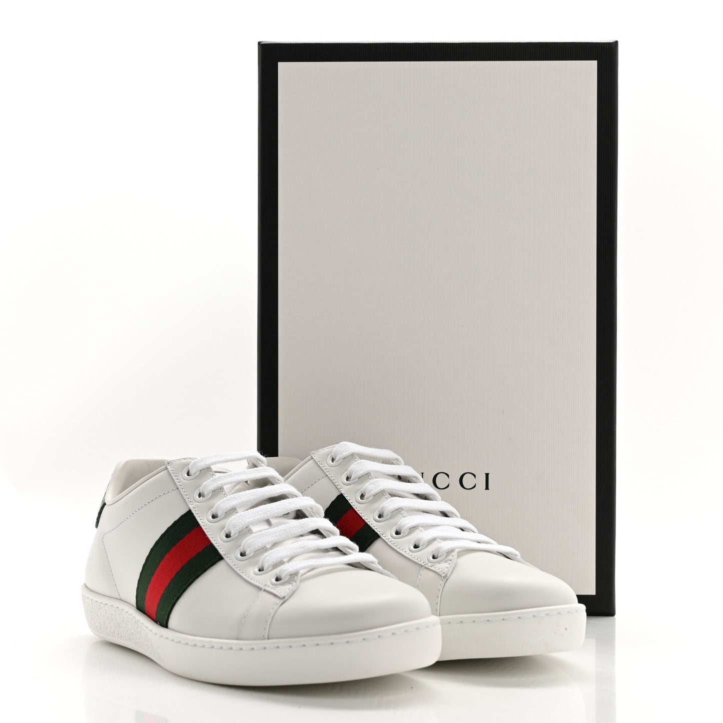 Calfskin Crocodile Web Womens Ace Sneakers 37 White Green