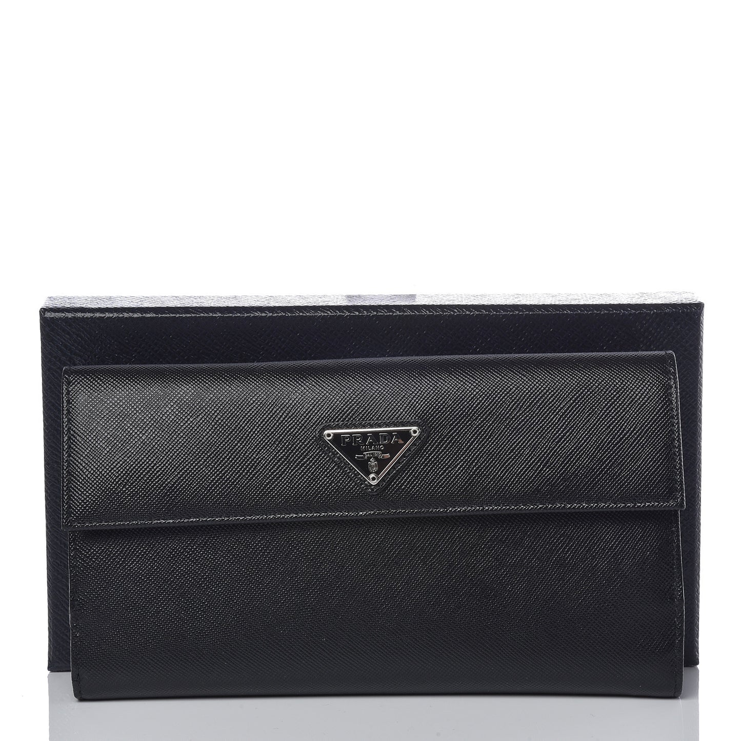 Saffiano Continental Flap Wallet Black