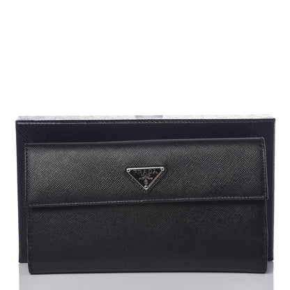 Prada Saffiano Continental Flap Wallet Black 9 of 9