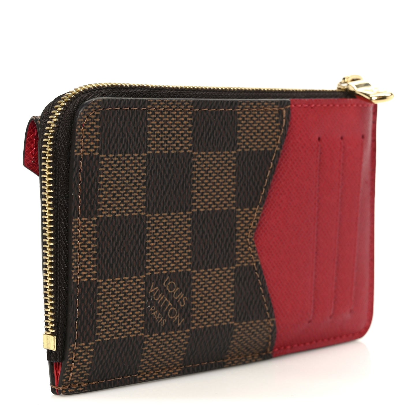 Damier Ebene Recto Verso Card Holder Red