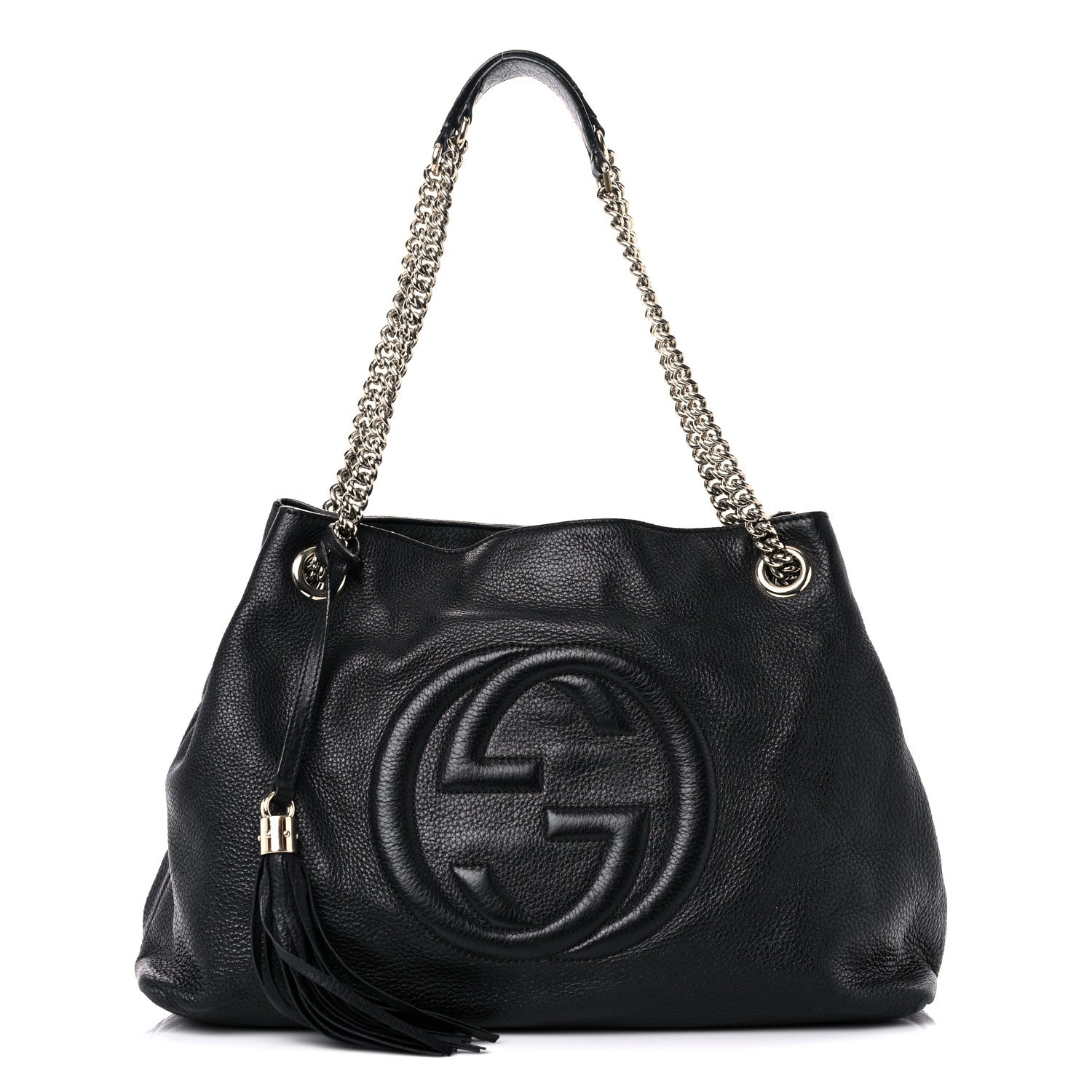Gucci Pebbled Calfskin Medium Soho Chain Shoulder Bag Black 1 of 24