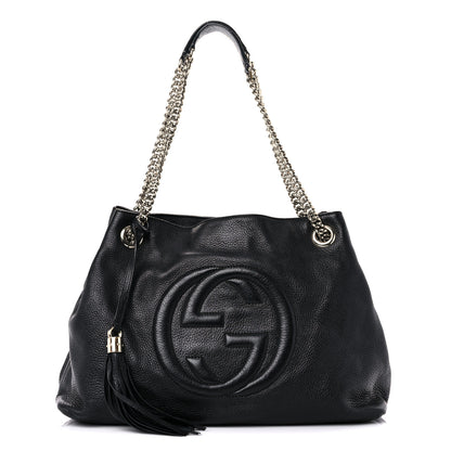 Gucci Pebbled Calfskin Medium Soho Chain Shoulder Bag Black 1 of 24