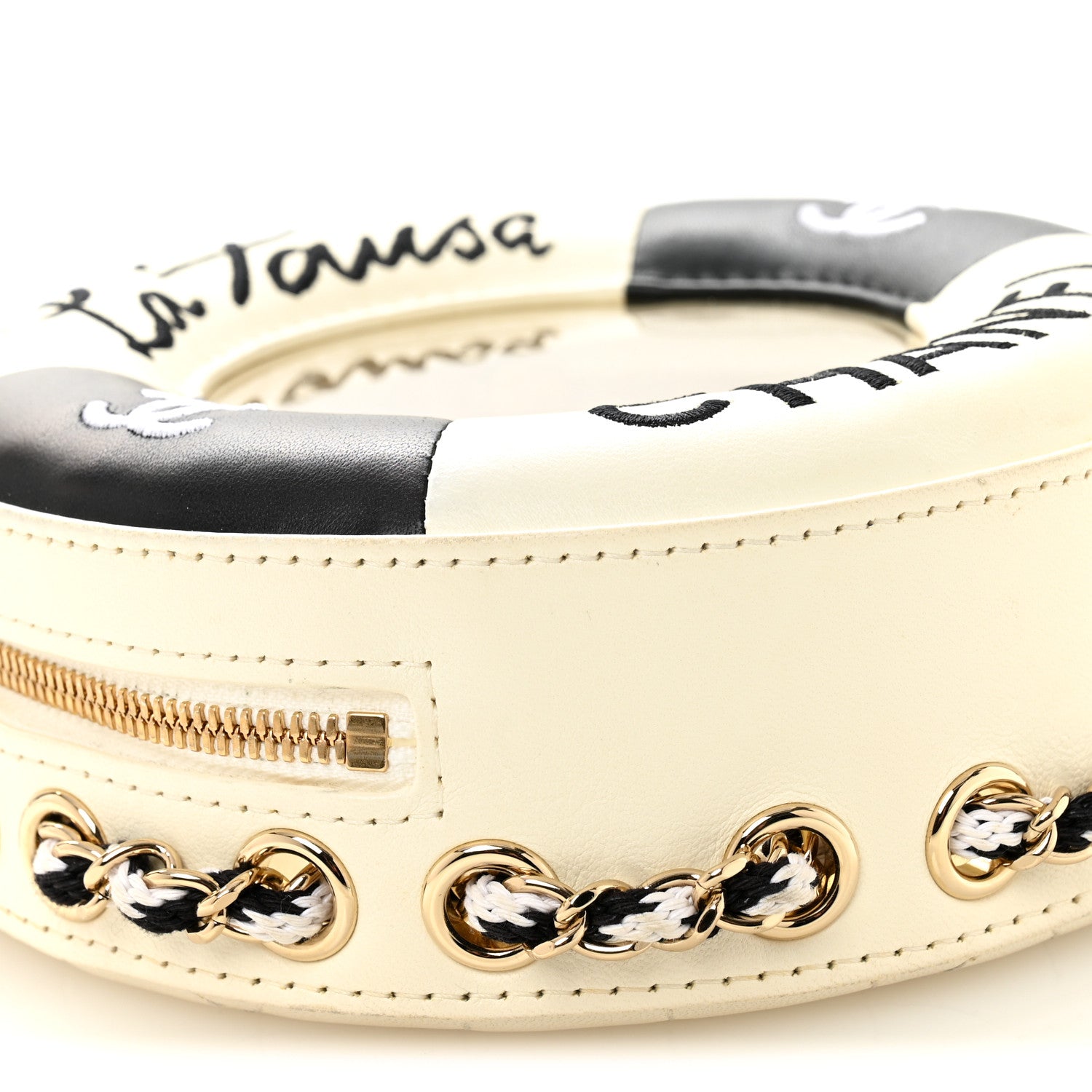 Chanel Lambskin Coco Lifesaver Round Bag Black White 9 of 12