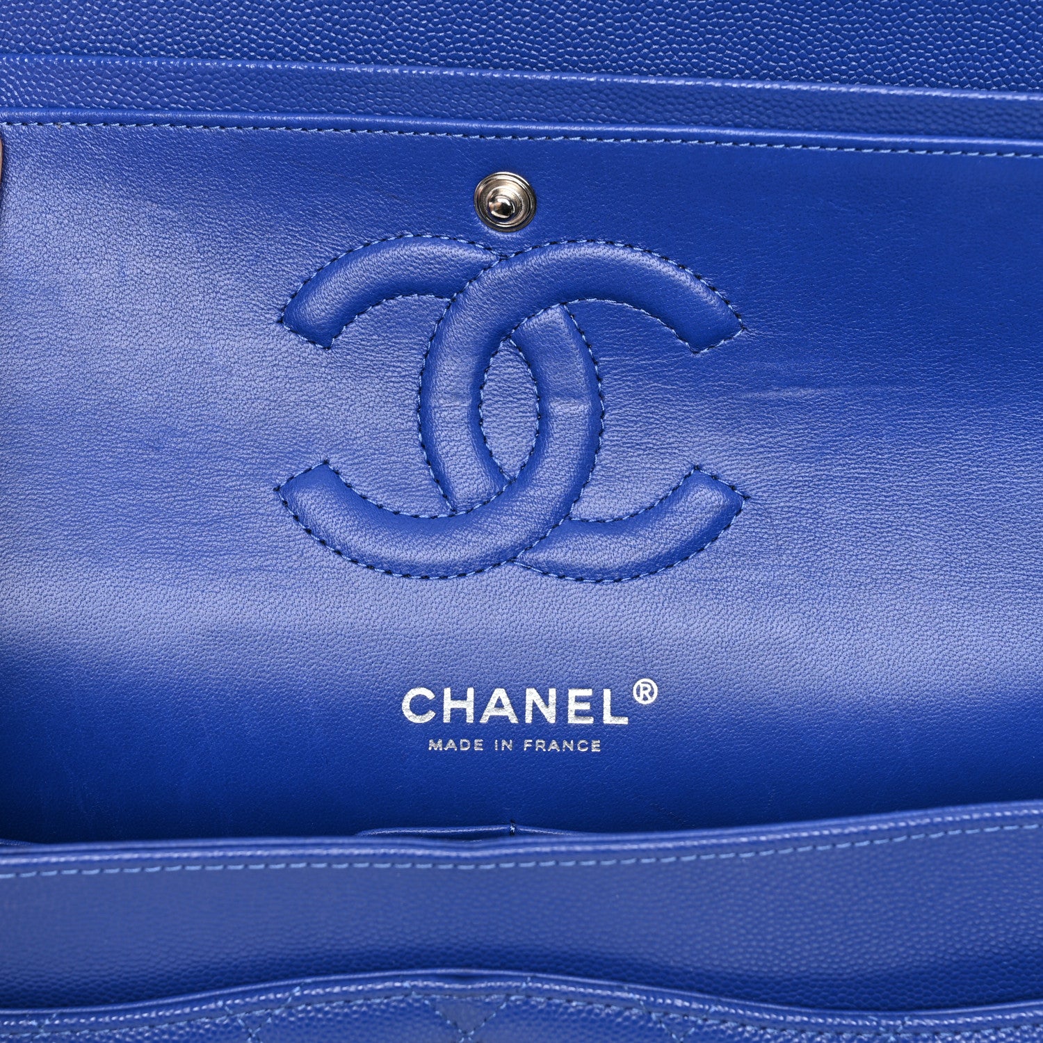 Chanel Caviar Quilted Medium Double Flap Blue 6 of 11