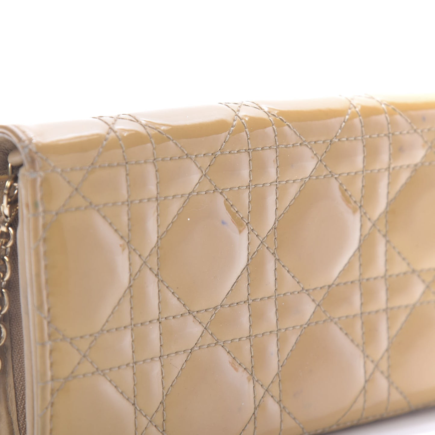 Patent Cannage Rendezvous Chain Wallet Beige