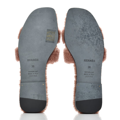 Hermes Woolskin Oran Sandals 36 Rose Aube 5 of 12