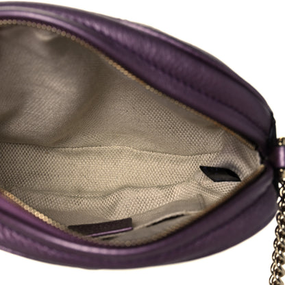 Gucci Metallic Pebbled Calfskin Mini Soho Chain Bag Purple 5 of 14