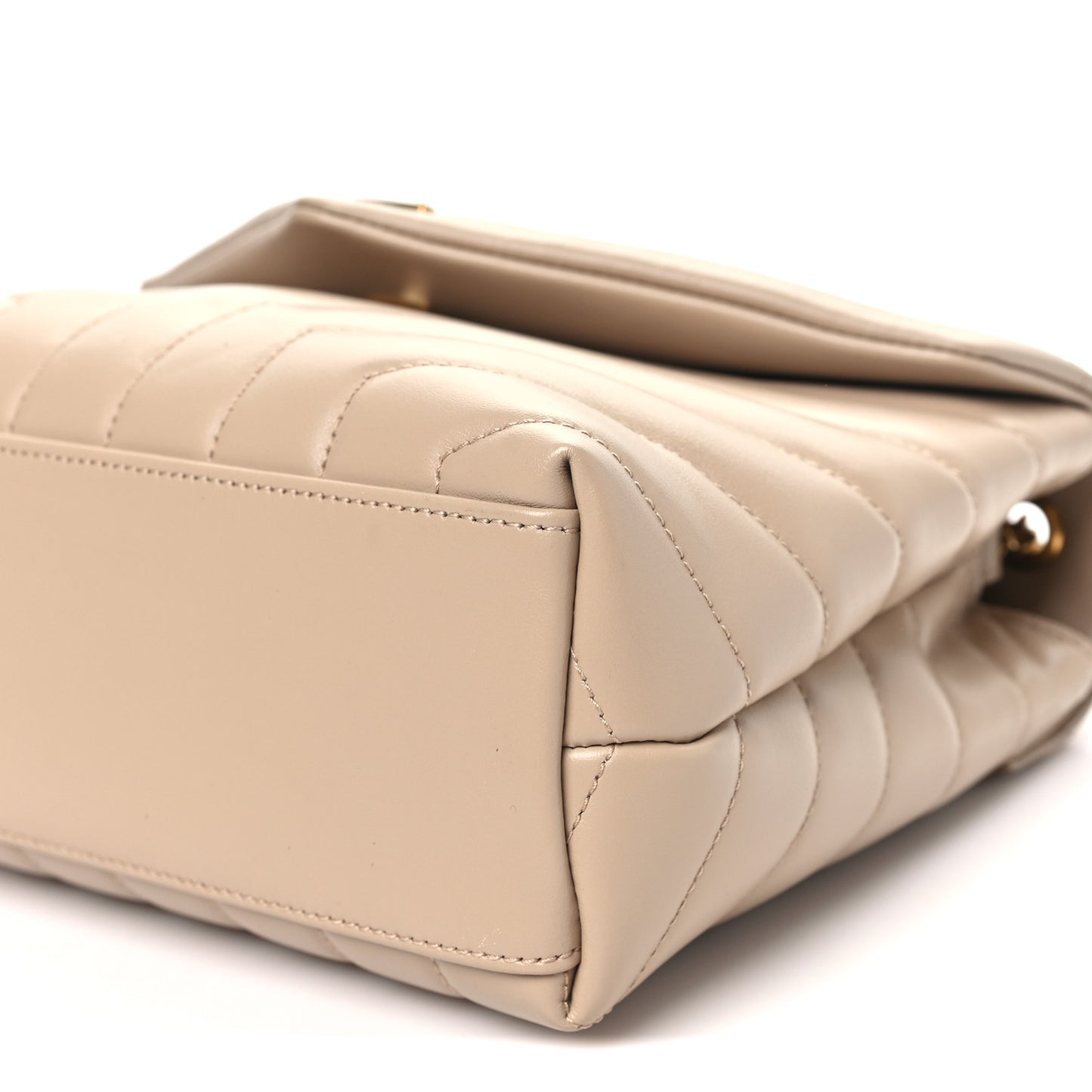 Calfskin Y Quilted Monogram Small Loulou Chain Satchel Dark Beige