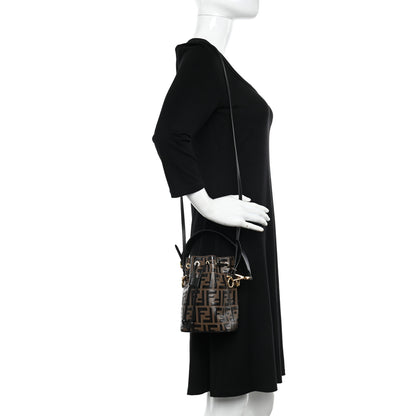 Fendi Vitello Liberty F is Fendi Bi-Color FF 1974 Embossed Mini Mon Tresor Bucket Bag Maya Black 2 of 11