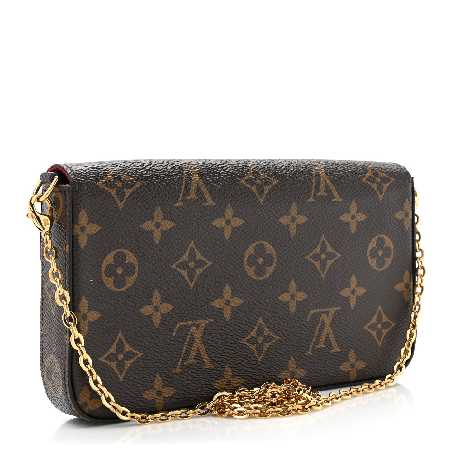 LOUIS VUITTON Monogram Pochette Felicie Chain Wallet Fuchsia