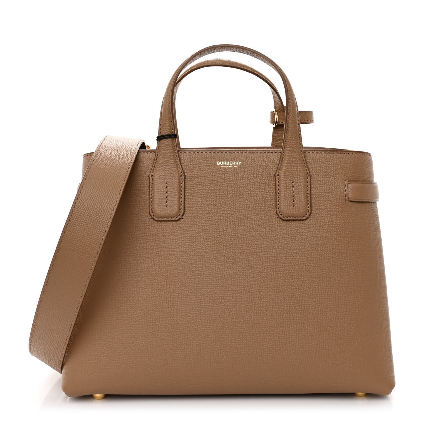 Grainy Calfskin House Check Small Banner Tote Camel