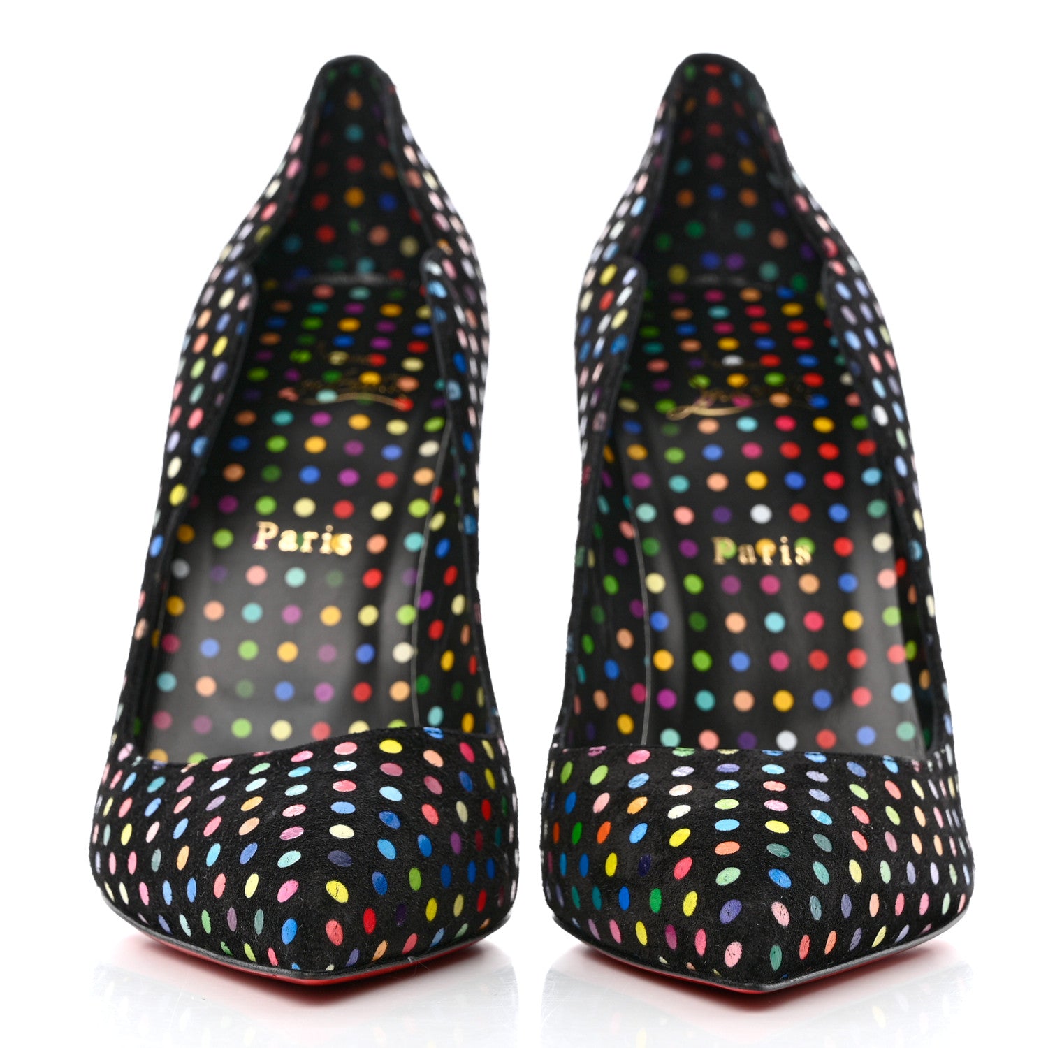Christian Louboutin Suede Polka Dot Hot Chick 100 Pumps 41 Black Multicolor 2 of 9
