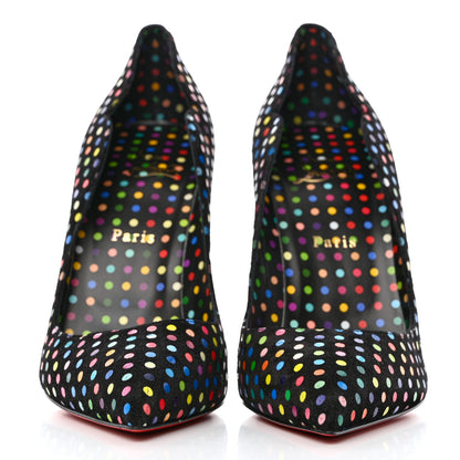 Christian Louboutin Suede Polka Dot Hot Chick 100 Pumps 41 Black Multicolor 2 of 9